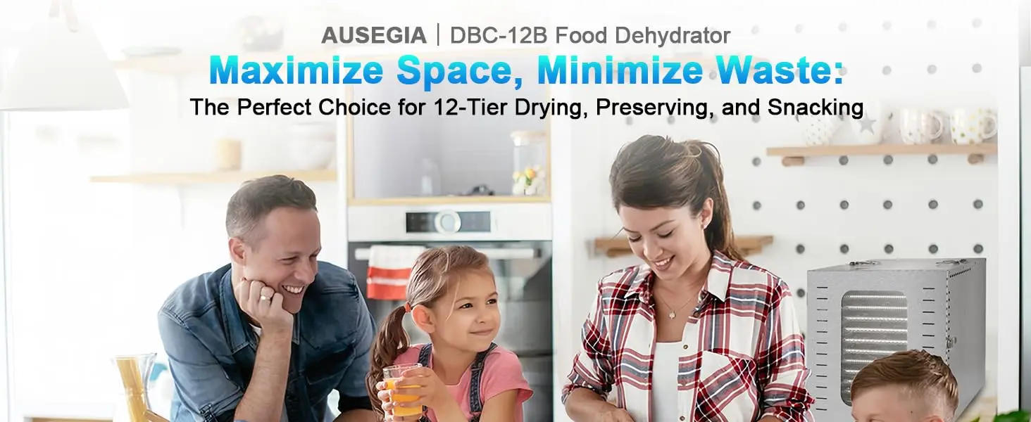 Description Picture 2 of itemLarge 12 Trays Food Dehydrator, Usable Area up to 22.67ft², 1200W Full Stainless Steel Dryer Machine, up to 190℉ Temperature, fo