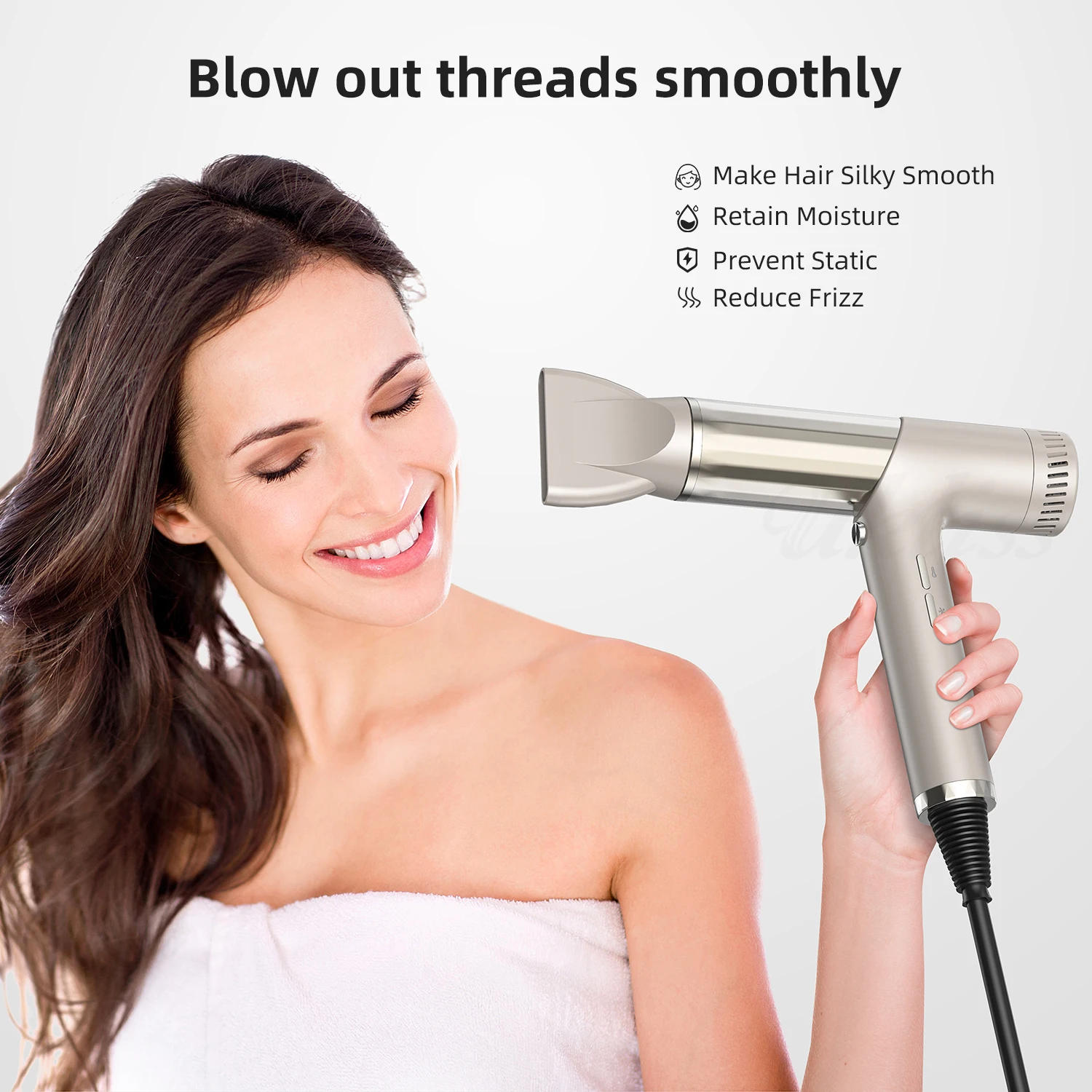 Description Picture 6 of item5 In 1 Professional Hair Dryer with Diffuser High Speed Ionic Salon Blow Dryer Air Styling Curling Iron Powerful Wind Hairdryer
