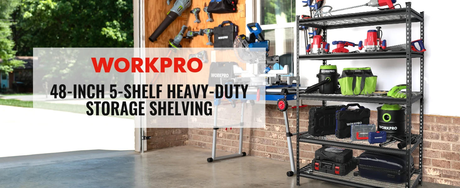 Description Picture 5 of item5-Tier Metal Shelving Unit, 48”W x 24”D x 72”H, Heavy Duty Adjustable Storage Rack, 4000 lbs Load Capacity (Total), for Garage,