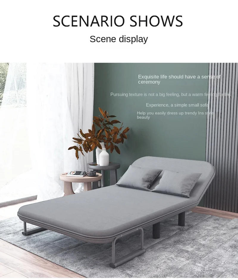 Description Picture 3 of itemIHOME 65CM Grey Simple Folding Sofa Bed Apartment Small Family Simple Reclining Chair Single Folding Sofa Bed 2024 Dropshopping