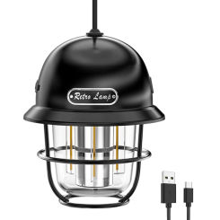 LED Camping Lantern Type-C USB Rechargeable Vintage Portable Camping Light Daily Waterproof for Outdoor Indoor Garden