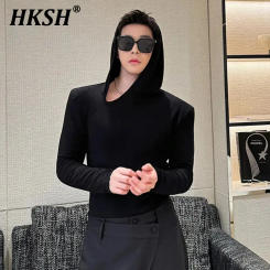 HKSH Functional Style Leggings Men's Tide Spring Autumn New Loose Fashion Ins Hip Hop Plush Thickened Cargo Pants Dark HK0540
