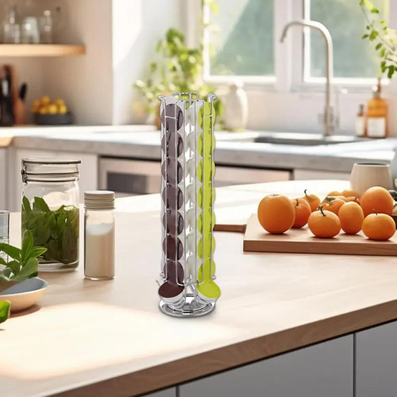 Description Picture 4 of itemMetal Coffee Pods Holder Tower Chrome Plating Stand Coffee Tamper Capsules Storage Rack for 24pcs Dolce Gusto Coffee Capsule