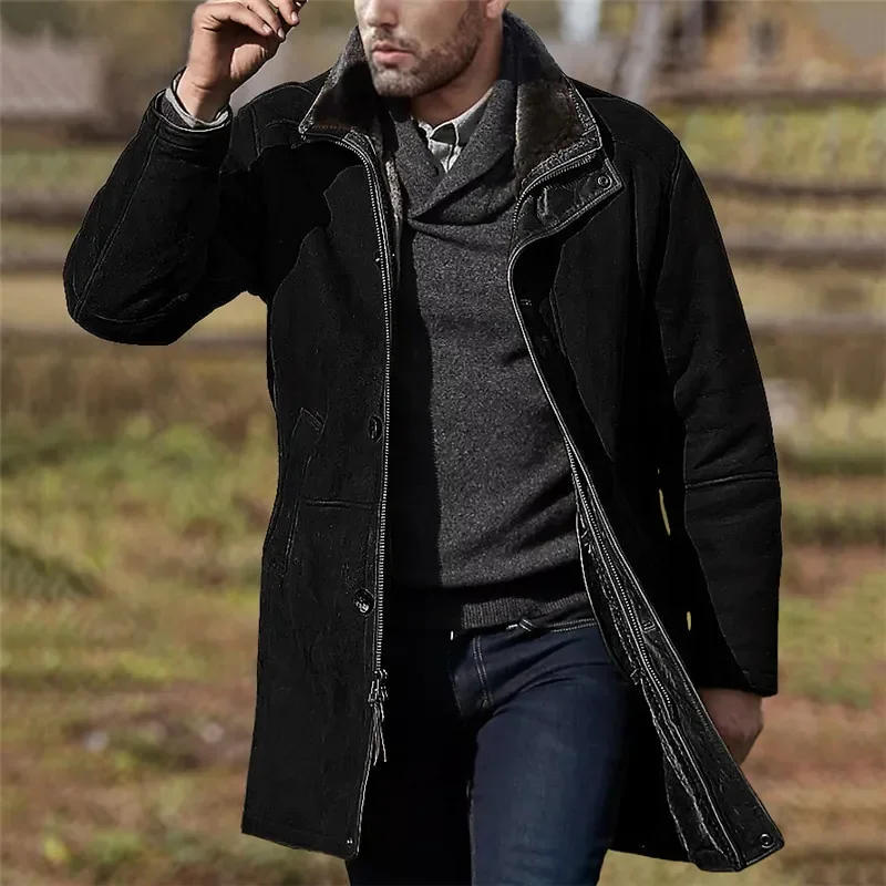 Description Picture 3 of itemMens Woolen Coat Long Loose Woolen Overcoat Autumn and Winter Trench Coat Men