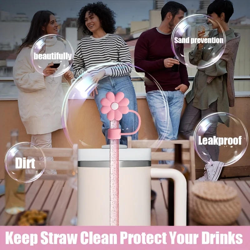 Description Picture 4 of item6pcs Reusable Accessories Set for Stanley 40oz/30oz Tumblers - Bow Straw Covers, Sparkling Straw, Protective Boot, Charm Chains