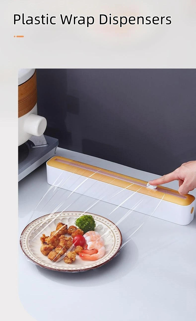 Description Picture 2 of itemFood Plastic Cling Wrap Dispensers Foil Holder With Cutter Kitchen Storage Accessories Utensils Aluminum Foil and Film Dispenser