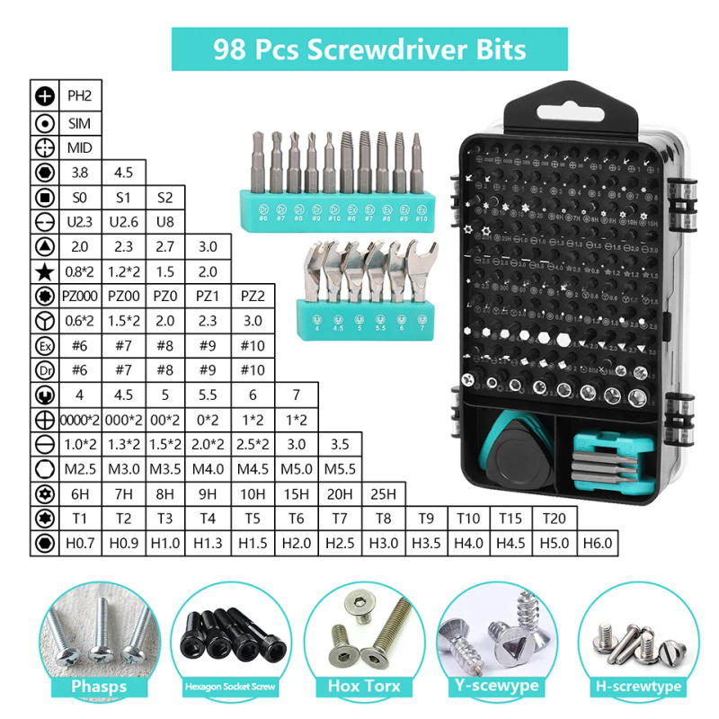Description Picture 4 of item138 In 1 Precision Screwdriver Set Magnetic Torx Screw Driver Bit Drill Kit Multitool For Iphone Xiaomi PC Repair Hand Tool Set