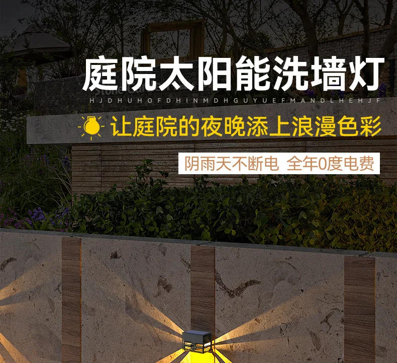 Description Picture 5 of itemNew Solar Wall Lamp for Outdoor Decoration, Atmosphere, Balcony, Garden, Staircase, Step Light, Human Body Induction Light