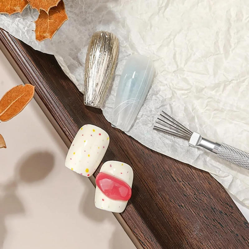 Description Picture 6 of item7-pin Nail Liner Nail Art Tools, Stripe Lines Nail Art Pens Bendable Pins Ultra-thin Line Nail Brush Spider Gel Nail Art Line