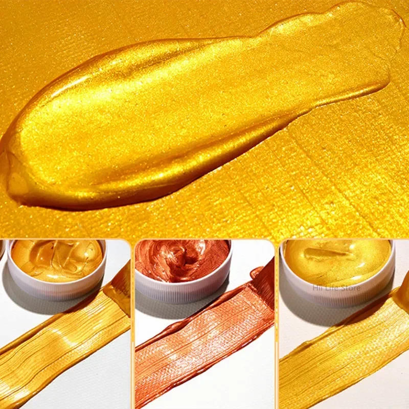 Description Picture 5 of itemMetallic Acrylic Paint Waterproof Non-fading Statue Coloring Hand-painted Art Graffiti Gold/silver/bronze Watercolor Pigments