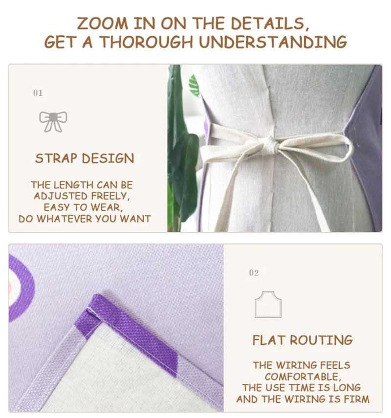 Description Picture 3 of itemCute Dogs Aprons Cartoon Dogs Printed Kitchen Aprons for Women Household Cleaning Accessories Cotton Linen Cooking Apron