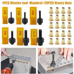 Equipment Hand Rivet Nut Head Nut Head 20pcs 21PCS Belt Business Equipment Hand Head Industrial Nut Rivet Set Tool
