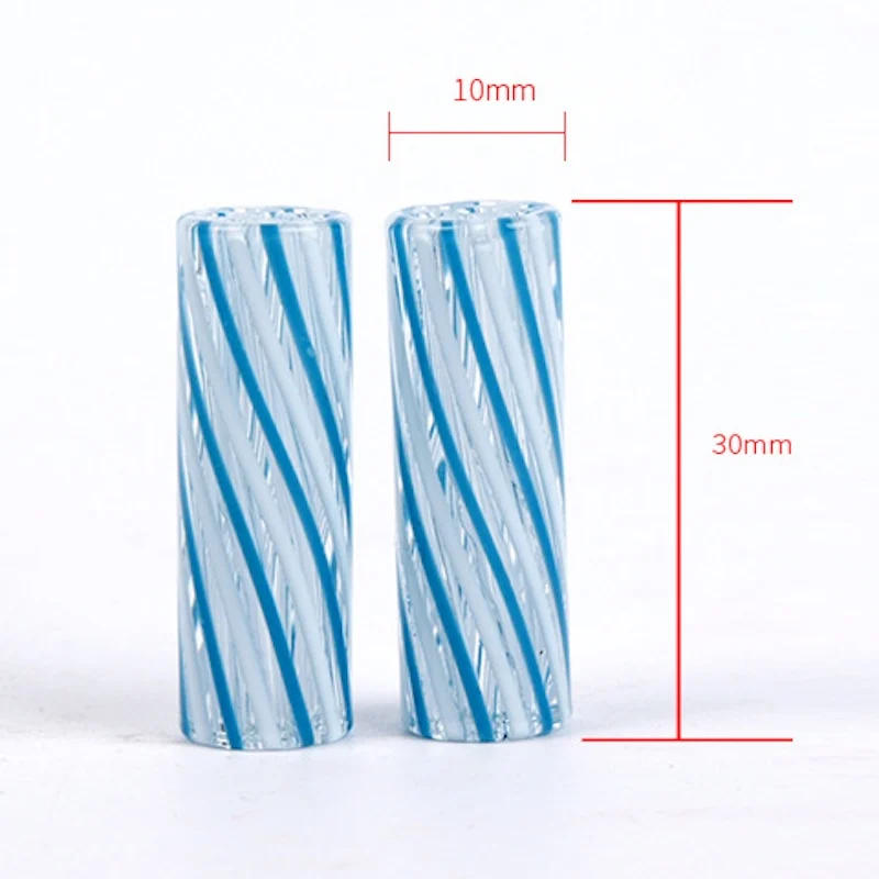 Description Picture 2 of item5pcs 10x30mm Blue and White Glass Smoking Filter with 7 Holes Spiral Threaded Glass Mouthpiece Smoking Accessories