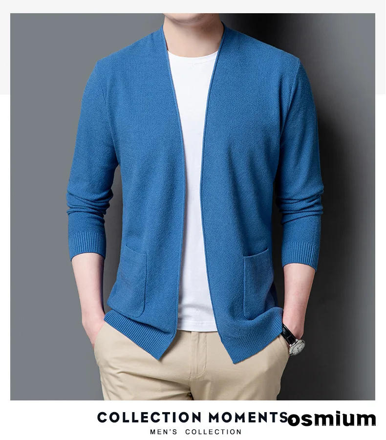 Description Picture 5 of itemSpring Mens Cardigan Korean Knitted Sweater Thin Slim V-neck Long Sleeve Top Boys Yellow Sweater Oversize Xxxl Casual Knitwear