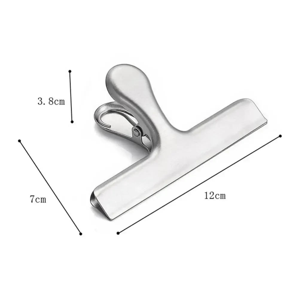 Description Picture 6 of item3pcs Stainless Steel Bag Clipsf For Food Heavy Duty Metal Silver Food Clips Office Paper Clamps Air Tight Seal Snack Clips