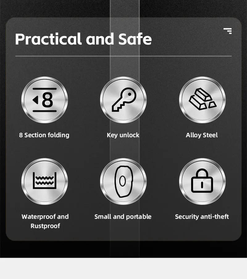 Description Picture 3 of itemWEST BIKING Foldable Bicycle Lock Anti-theft High Security MTB Road Bike Chain Cable Padlock Durable Portable Cycling Accessory