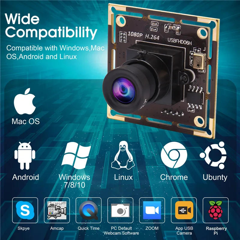 Description Picture 6 of itemELP 2megapixel low illumination 0.01 lux plug and play free driver UVC usb camera module with microphone