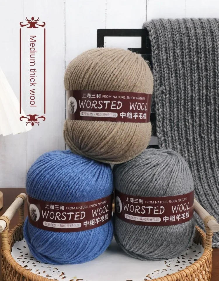 Description Picture 2 of item500g/set Medium Thick Wool Yarn for Hand Crochet Knitting Sweaters Shawls Scarf Hats Coats Diy Warm Soft Smooth Cashmere Thread