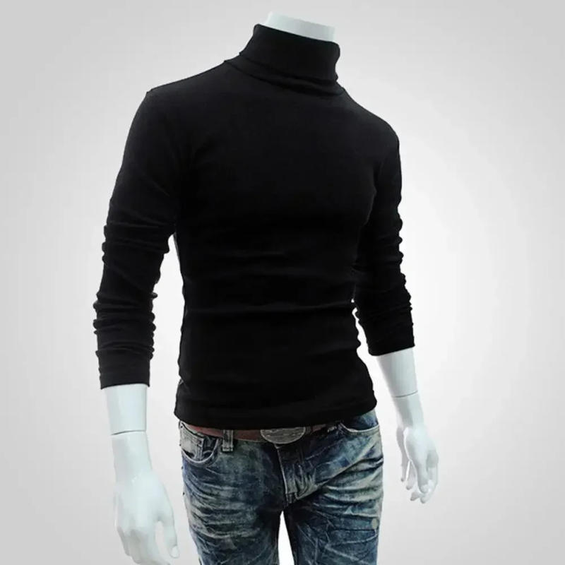 Description Picture 5 of itemTurtleneck Shirt Winter Men Solid Soft Top Autumn Pullover Color Sleeve Stretchy Fashion Slim Long Knitted