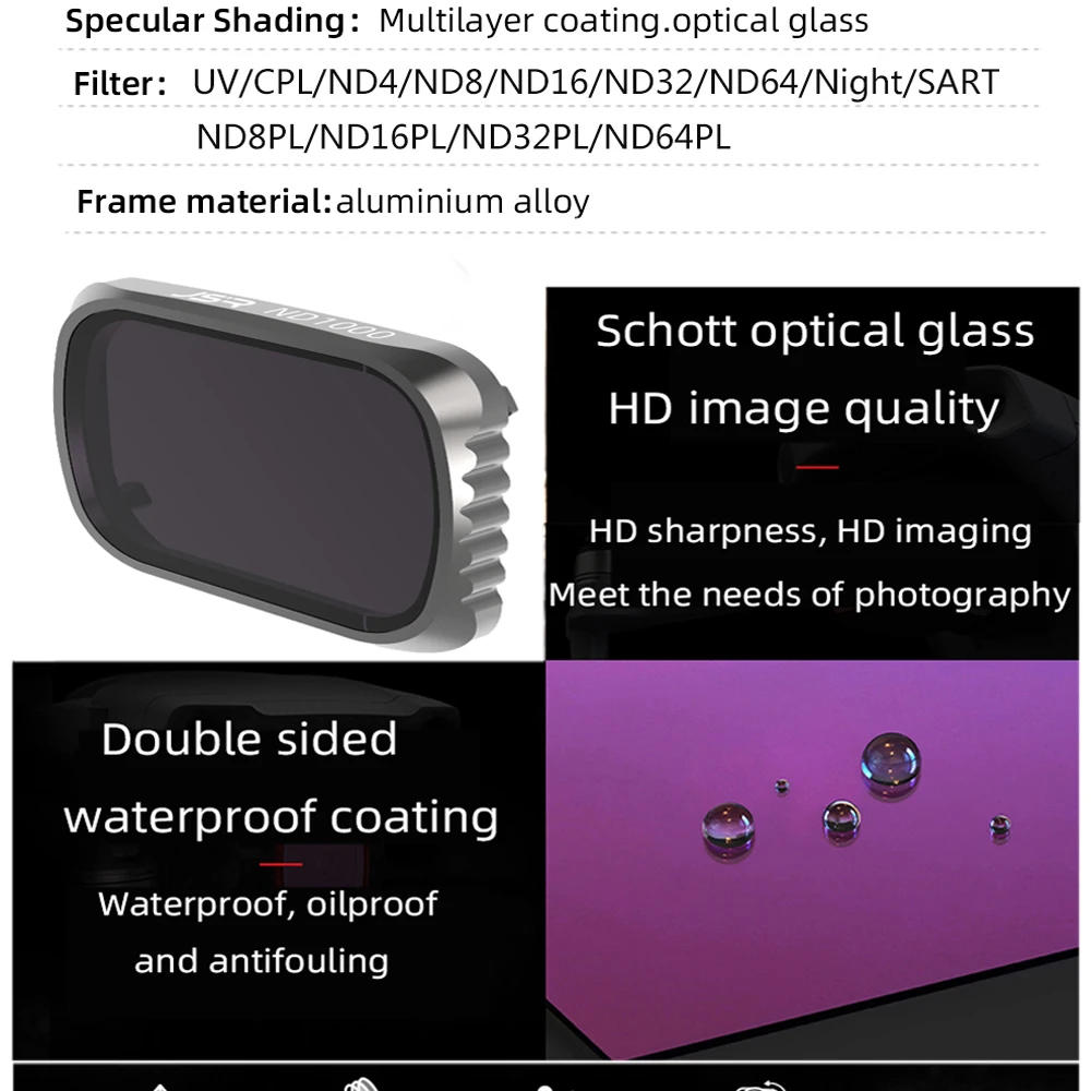 Description Picture 3 of itemDrone Filters For DJI Mavic Air 2S Lens Filter UV/CPL/NDPL4/8/16/32/64/1000 Star Night GND Gradient For Mavic Air 2S Accessories