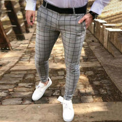 Classic Fashion Plaid Print Pants Male Spring Summer Jogging Trousers Double Pocket Zipper Pants Casual Harem Pants Ropa Hombre