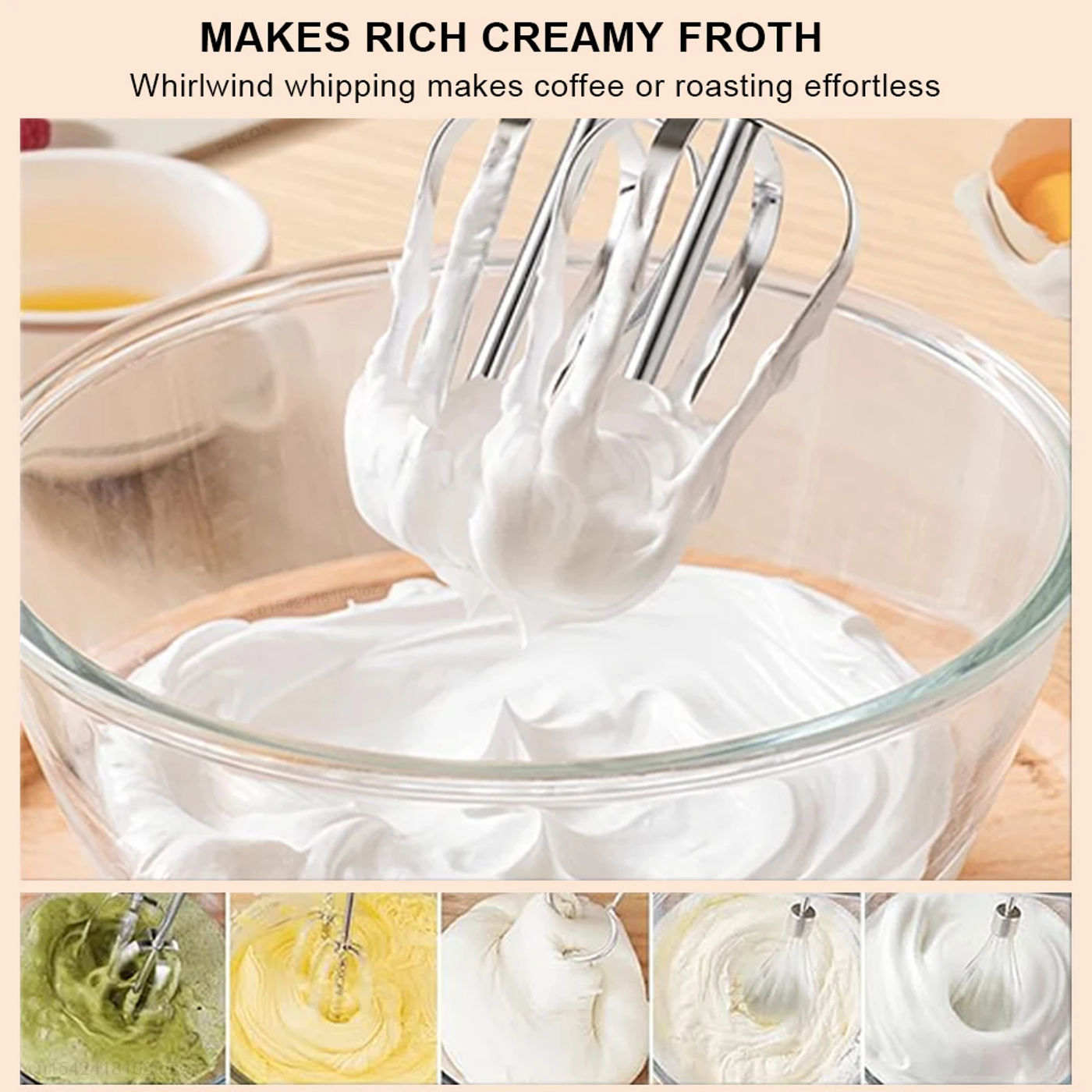 Description Picture 4 of itemHandheld Electric Egg Beater Portable Automatic Food Mixer 7 Speeds Electric Hand Blender For Baking Cake, Egg White, Cream