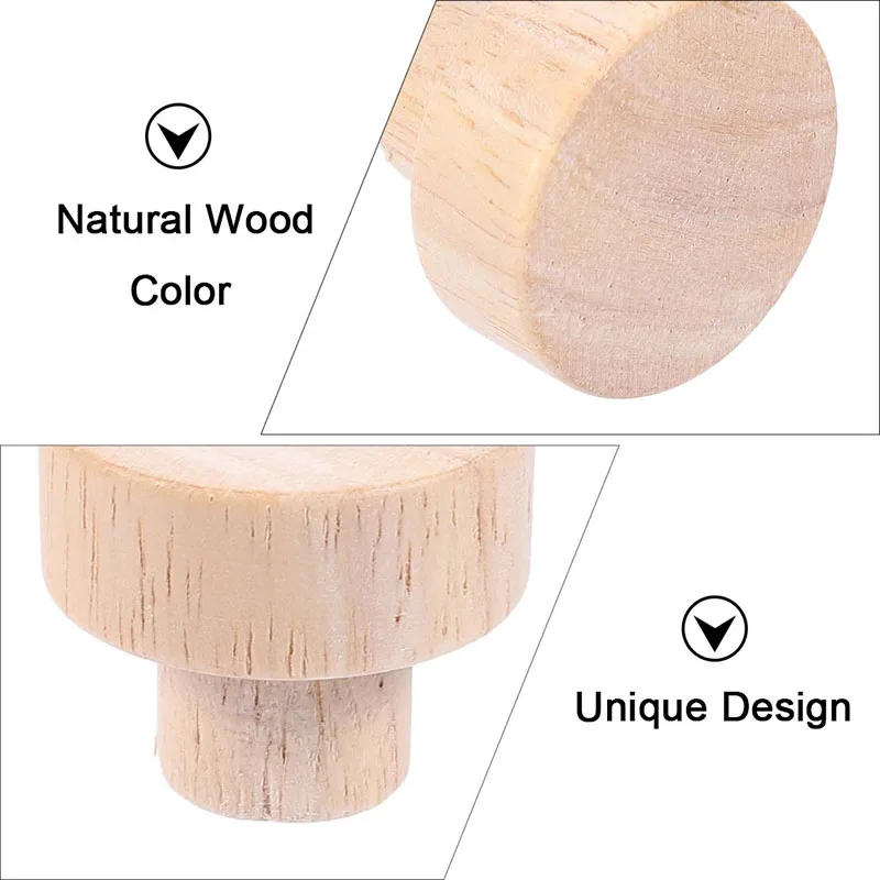 Description Picture 4 of item8PCS Wood Knobs Flat Top Round Cabinet Knobs 30,35,40,50mm Unfinished Wooden Dresser Drawer Knobs Kitchen Cabinet Pulls Handles