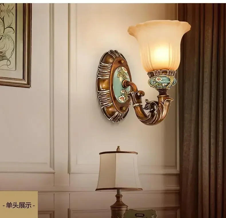 Description Picture 2 of itemMediterranean Sea Led Wall Light for Bedroom E27 Bedside Lamp Wall Lamps Retro Living Room Background American glass wall sconce