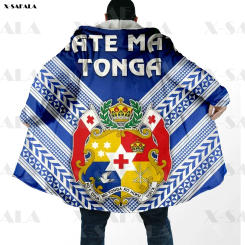 Mate Ma'a Tonga Polynesian Printed Hoodie Duffle Coat Hooded Blanket Cloak Thick Jacket Cotton Pullovers Dunnes Overcoat