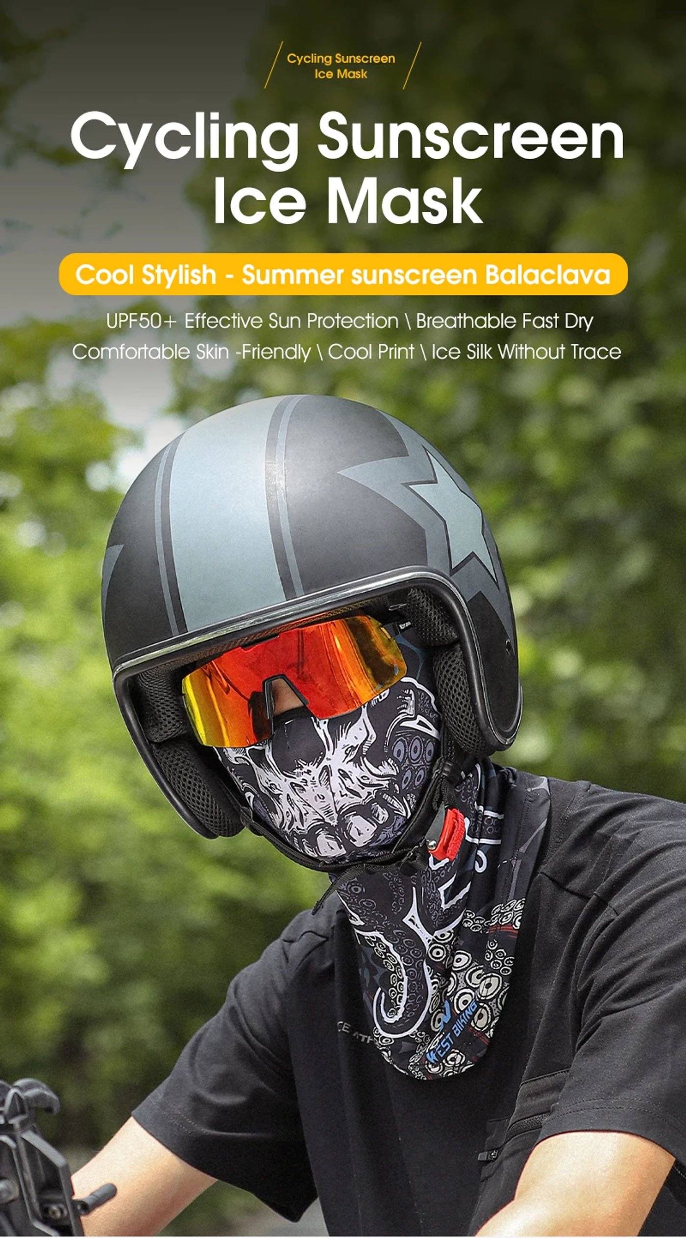 Description Picture 2 of itemWEST BIKING Motorcycle 3D Skull Balaclava Summer UV Protection Cycing Caps For Men MTB Road Bike Hat Cooling Sport Gear