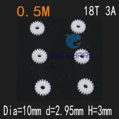 200pcs 0.5 modulus 18T 3A 18 Teeth 18-3A DIY toy robot gear, Plastic Spur Gear,Gearbox Model motor Gear fit to 3mm optical axis