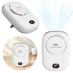 Hands Free Bladeless Fan 3 Speeds Mini Summer Sports Fan with Adjustable Lanyard and Bracket Cooling Fan for Home Office Outdoor