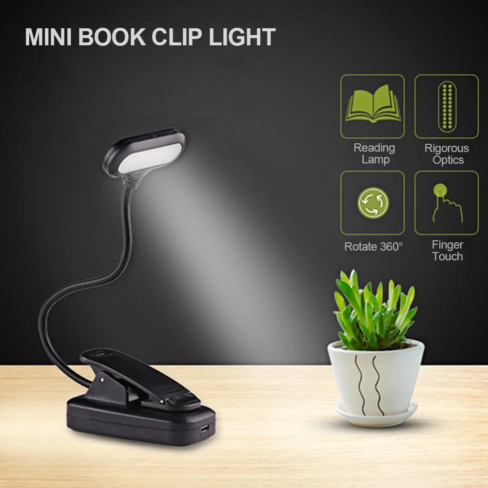 Description Picture 2 of itemLED Eye Protection Book Night Light Adjustable Mini Clip-On Study Desk Lamp Battery Powered Flexible for Travel Bedroom Reading