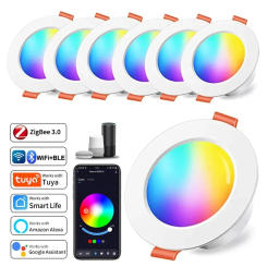 Tuya WiFi ZigBee LED Downlight 5W 7W 10W 15W RGB Smart Ceiling Lamp AC85-265V Dimmable APP Remote Control Smart Life For Bedroom