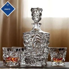 EWAYS-Crystal Glass Bottle, Wine Decanter, Whiskey, Liqour Pourer, Home Bar Vodka Beer Bottle Jar, JR