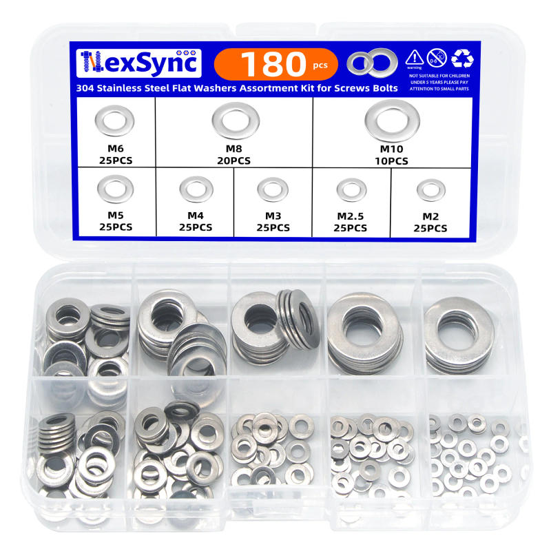 Description Picture 2 of item180pcs Stainless Steel Sealing Solid Gasket Washer M2 M2.5 M3 M4 M5 M6 M8 M10 Sump Plug Oil For General Repair Seal Ring Set
