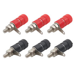 4mm Banana Socket Mount Binding Post Nut Banana Female Jack Terminal Block Connector Nickel Plated for 4mm Banana Plug Red&Black