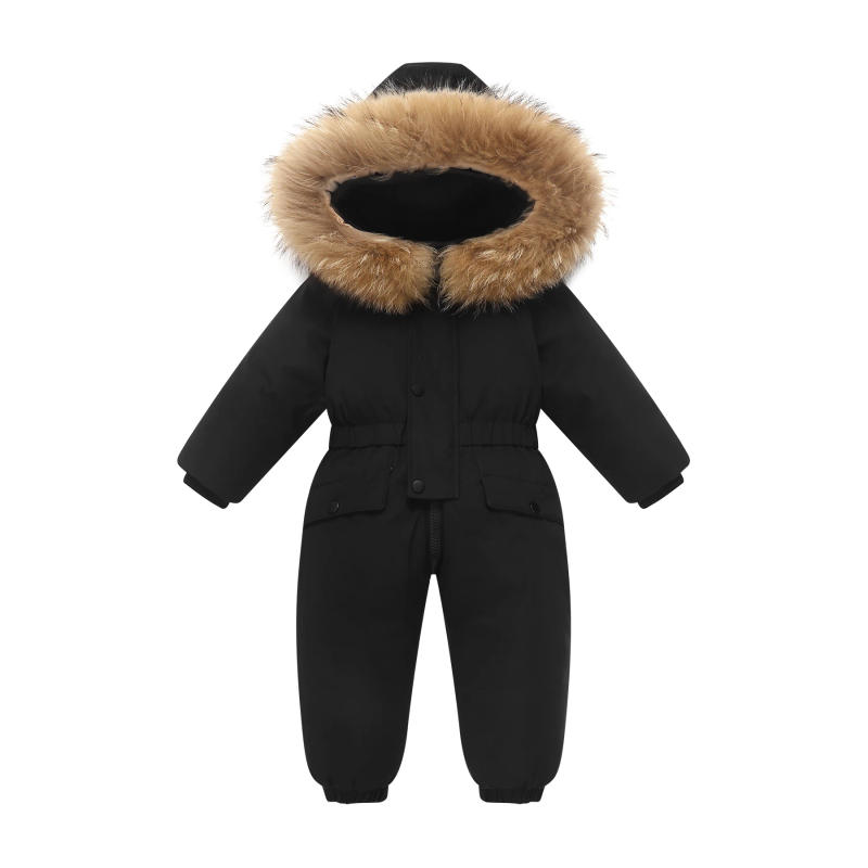 Description Picture 5 of item-30 winter snow overalls clothing clothes snowsuit duck down jacket kids girl coat Park infant boy jumpsuit baby toddler romper