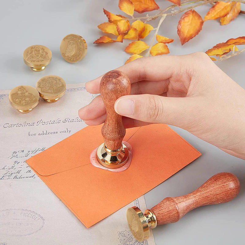 Description Picture 5 of itemFlower Mushroom Branches Butterfly Round/Oval Wax Seal Stamp Head Rosewood Handle for DIY Decorating Invitations Envelopes 2024