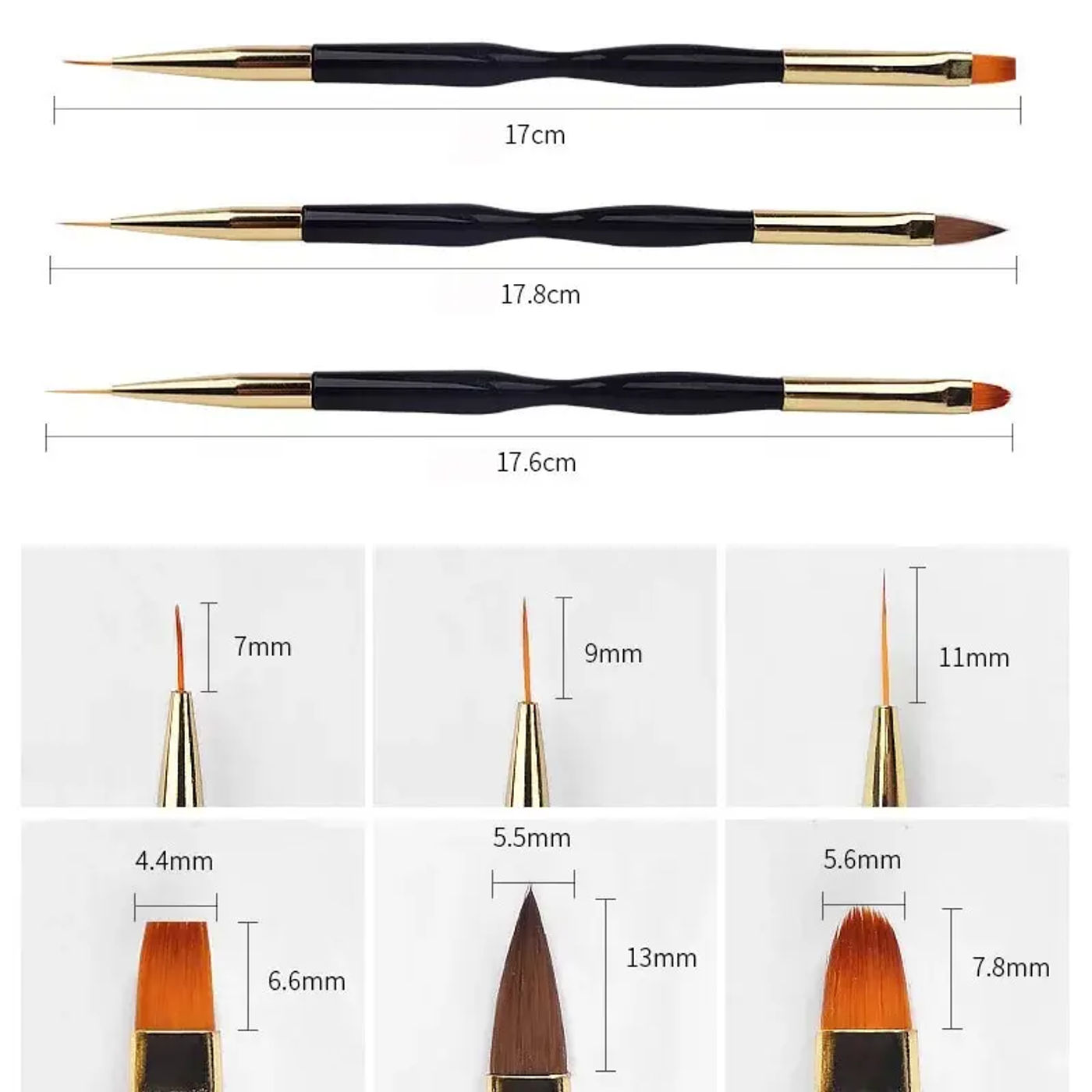 Description Picture 3 of item3 Pcs Manicure Brushes Dual Use Gel Gradient Brush Pinceles Ultra Thin Line Drawing Pen Dual End Nail Art Design Painting Tools