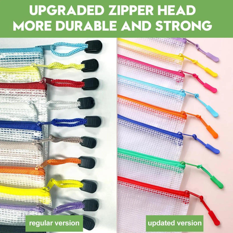 Description Picture 3 of item4/8PCS Mesh Zipper Pouch Document Bag Waterproof Zip File Folders A3/A4/A5/A6 School Office Supplies Pencil Case Storage Bags