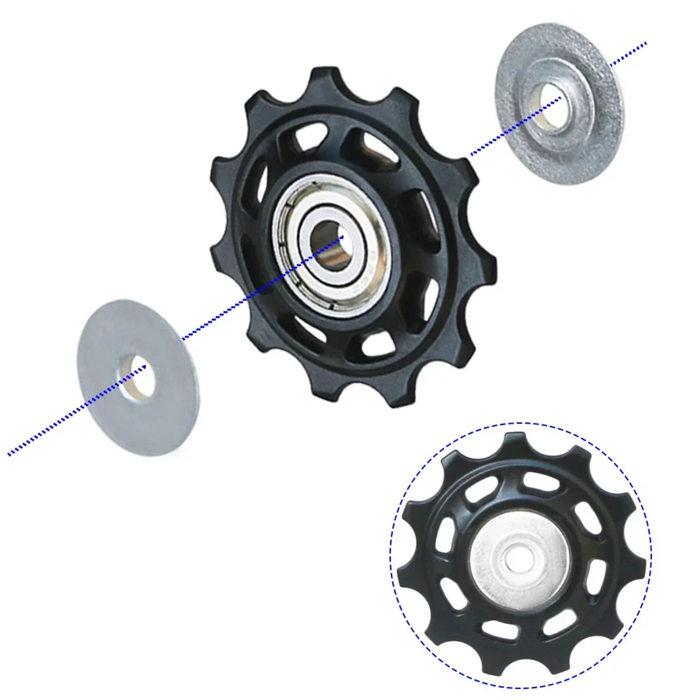 Description Picture 6 of itemBicycle Rear Derailleur Jockey Wheel 11T 11T 13T 14T Bike Guide Wheel Durable Road Bicycle Rear Derailleur Pulley Roller