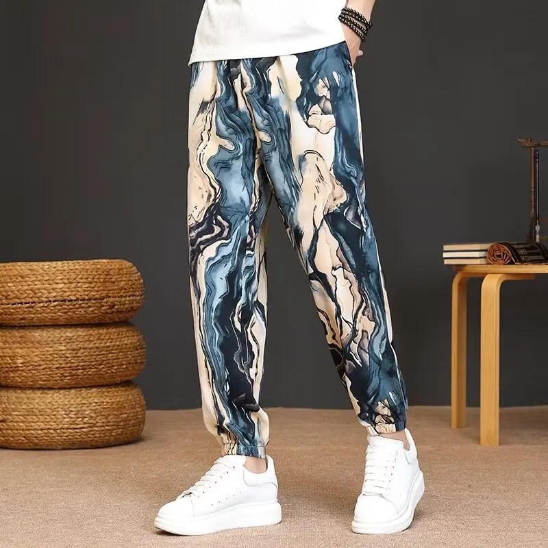 Description Picture 6 of itemFashion Casual Trousers Mid-rise Versatile Breathable Ethnic Style Retro Print Harem Trousers Sweatpants Men'S Streetwear Pants