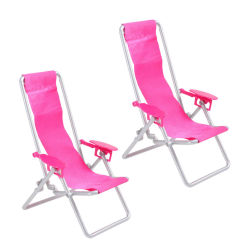 2pcs Chair Beach Mini Miniature Dollhouse Furniture House Folding Deck Outdoor Lounge Dollhouse Kids Toys Mini Chairs Decor