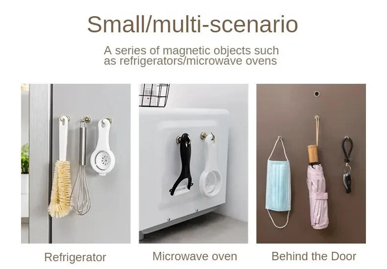 Description Picture 3 of item1-8PCS Strong Neodymium Magnetic Hook Hold Up To 12kg 5Pounds Diameter 20mm Magnets Quick Hook for Home Kitchen Workplace Etc