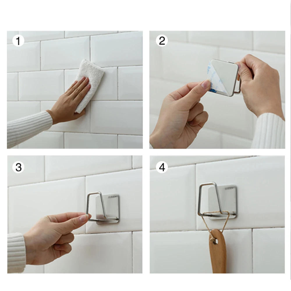 Description Picture 5 of itemKitchen Sponges Holder Stainless Steel Sink Sponges Drain Drying Rack Self Adhesive Storage Holder Wall Hooks Kitchen Organizer