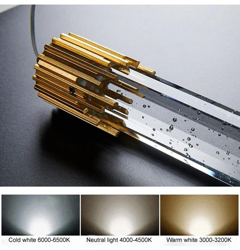 Description Picture 5 of itemModern tube pendant light minimalist crystal lamps For Dining Room Bedroom Shop Bar Cafe Home Decor aesthetic home decor light