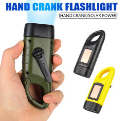 Hand Crank Dynamo Portable LED Flashlight Torch Lantern Solar Power for Outdoor Camping Mountaineering Tent Light