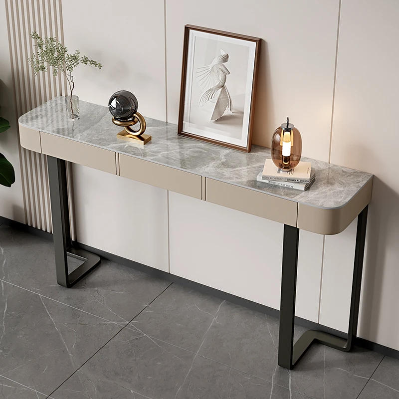 Description Picture 5 of itemLuxury Glossy Console Table For Hallway Living Room Slate Porch Side Table High-quality Drawer Cabinet Home Furniture 80/100/120