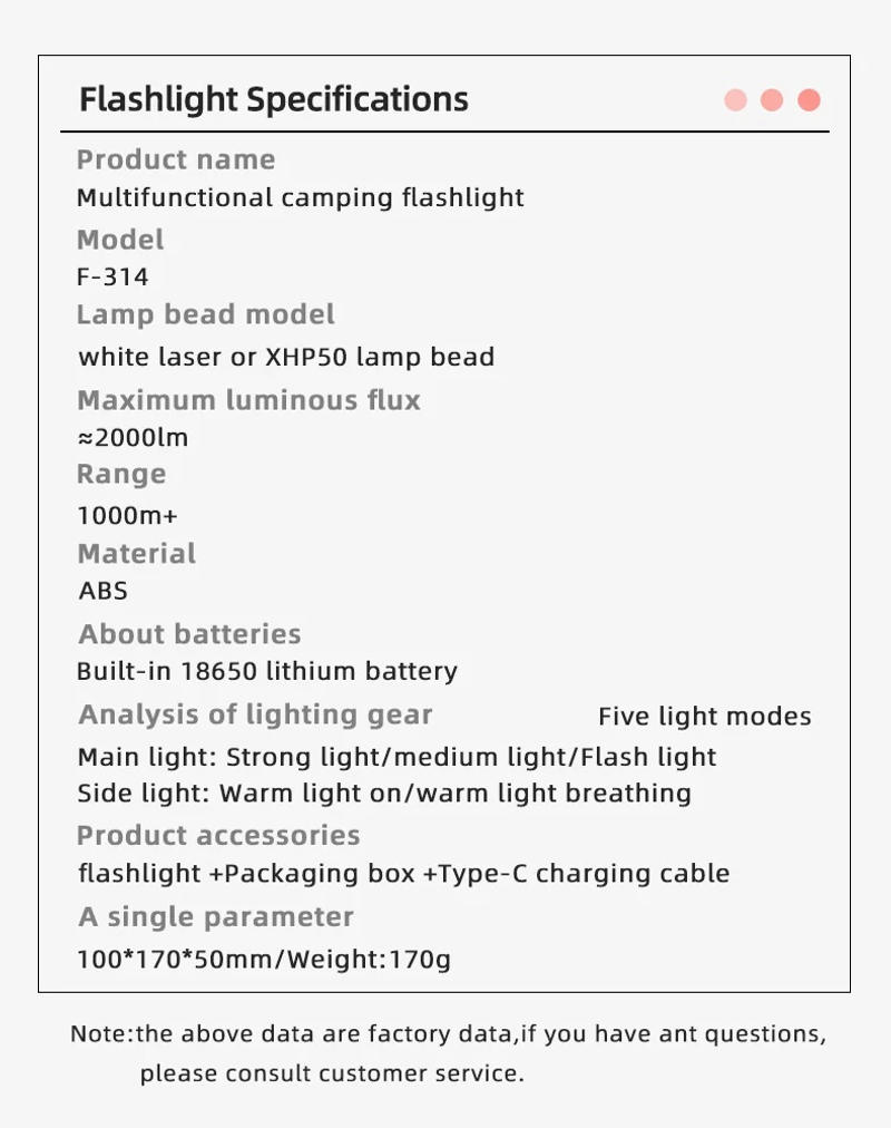 Description Picture 2 of itemMONHNR Flashlight Flashlight With Usb Charging Lantern Portable Rechargeable Lamp Led Flashlight Laser Light Camping Lantern